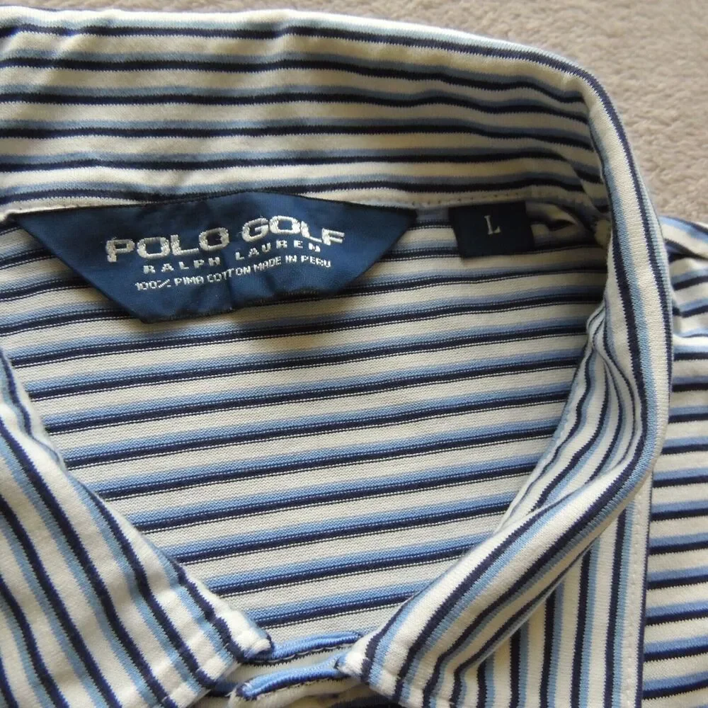 Ralph Lauren Polo Golf men's Short Sleeves Polo Shirt Blue Striped Sz L